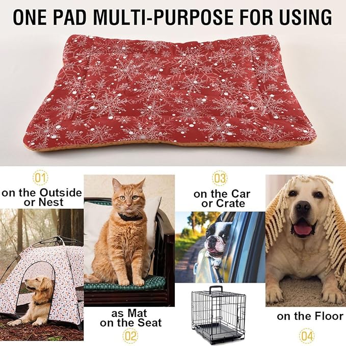 Pet Bed Christmas Snowflake Dog Bed Mat Absorbing Non Slip Pad Pet Sleeping Mat for Small, Medium, and Large Dogs Puppy Cat 36 in x 24 in