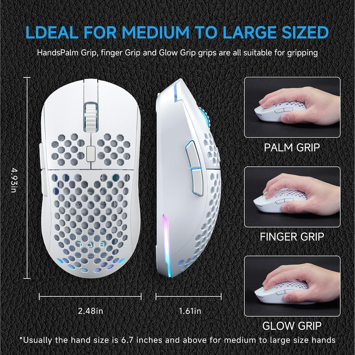 TMKB Falcon M1 Wireless Gaming Mouse, 24000 DPI, 180-Hour Battery, White