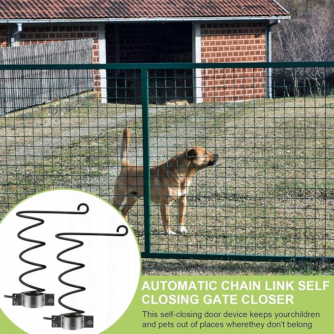 2 Pcs Automatic Chain Link Self Closing Gate Closer for Left and Right Swing Doors Suitable for 1-1/2" to 1-5/8" Diameter Door Frame Tubes, Pool, Pet Gate or Any Chain Link Closer