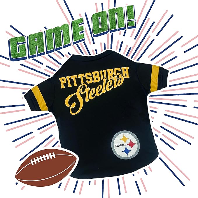 Pets First NFL Pittsburgh Steelers T-Shirt for Dogs & Cats, Large. Football Dog Shirt for NFL Team Fans. New & Updated, Durable & Cute Sports PET TEE Outfit (PIT-4146-LG)