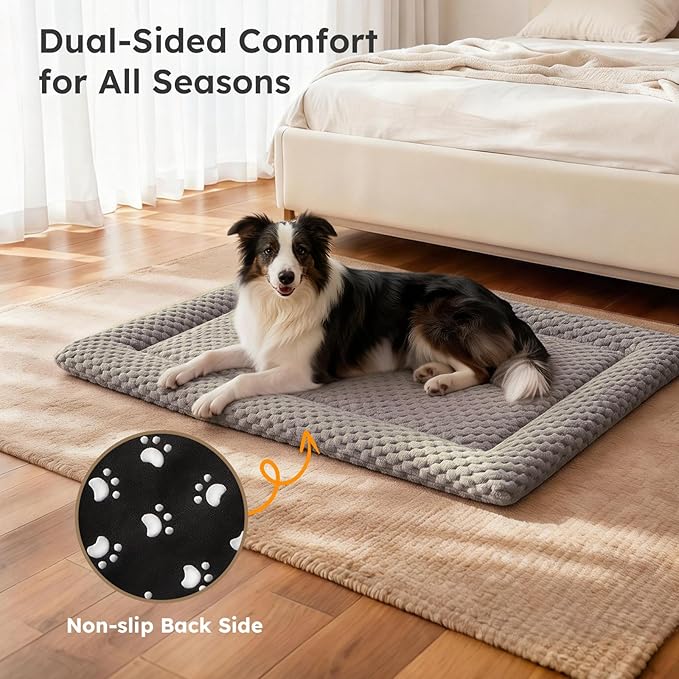 Dog Bed Mat, Dual-Sided Dog Crate Bed Mat - Ultra Soft & Machine Washable Kennel Pad for Cats and Extra Small Dogs, All-Season Comfort Pet Bed for Crates, Travel, and Home, Light Brown, 18 x 14 Inch