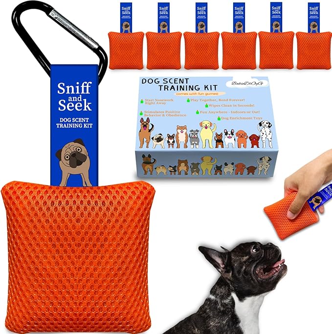 Dog Scent Training kit, Brain Games, Hide and Seek Toys - Fun Nose Work Games, Sniff and Seek Sniffing Toys, Dog Nosework Kit, Scent Work Kit for All Ages Dog (Orange)