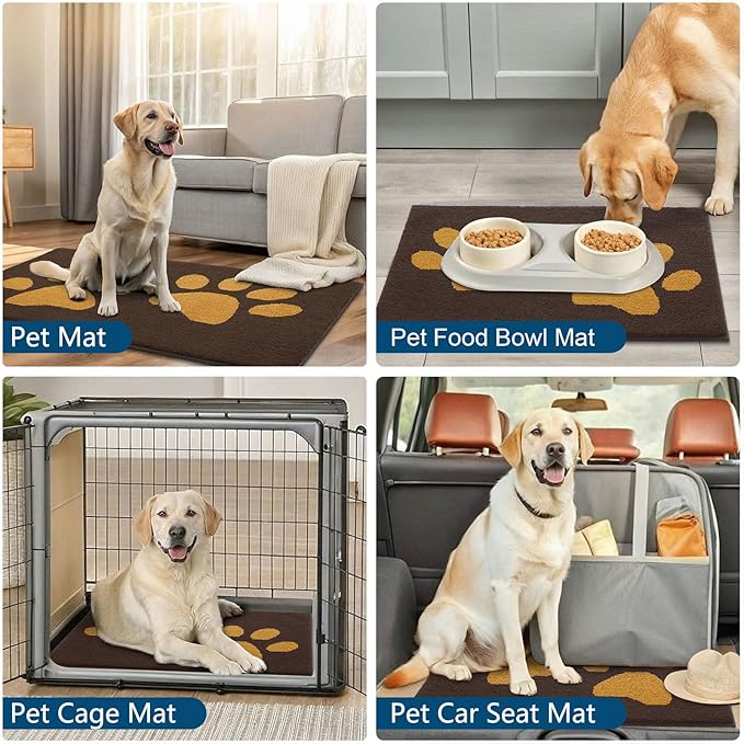 Buganda Dog Door Mat for Muddy Paws, Absorbent Dirt Trapper Washable Indoor Doormats, Non Slip Low-Profile Mud Mat for Dogs, Front Entrance Doormat for Inside Floor (30x20 Inches, Coffee)