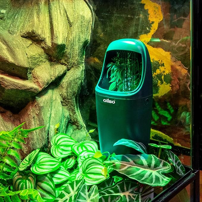 OIIBO Reptile Water Fountain Chameleon Water Dripper, Reptile Water Dispenser with 800ml Large Capacity, Terrarium Waterfall Drinking Fountain for Bearded Dragon Gecko Lizard