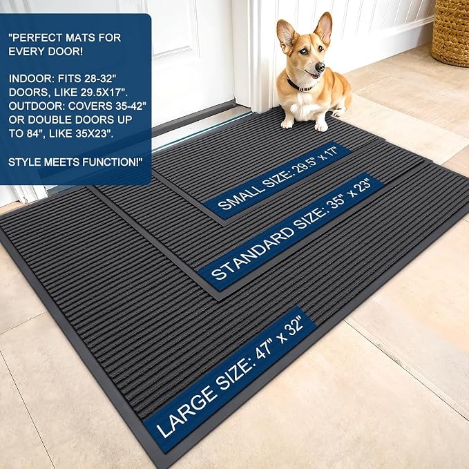 OLANLY Front Door Mat Indoor Outdoor Entrance, Waterproof Heavy Duty Doormat