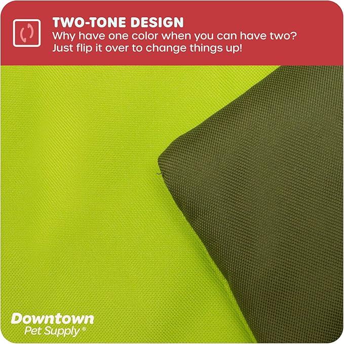 Downtown Pet Supply Dog Crate Pad, 35" x 22" - Waterproof, Ripstop Nylon Dog Crate Mat Chew Proof and Machine Washable - Dark and Light Green - L