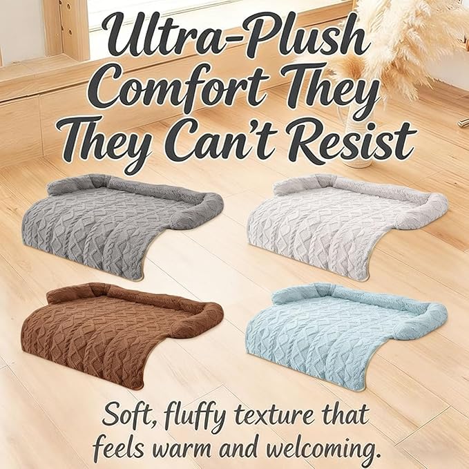 Dream Cloud Pet Sofa Bed for Couch, 2026 Upgraded Plush Washable Waterproof Non-Slip Pet Mat, Cozy Furniture Protector for Small Medium Dogs & Cats (Coffee)