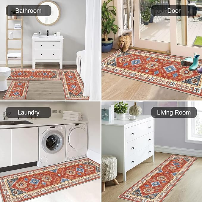 HEBE Boho Kitchen Rug Sets 3 Piece