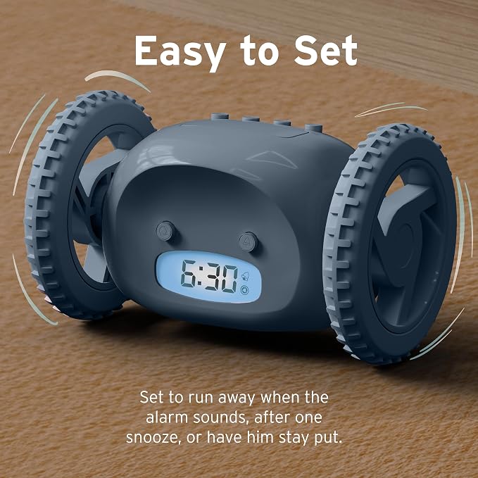 CLOCKY Extra Loud Alarm Clock for Heavy Sleepers on Wheels Rolls Runs Away