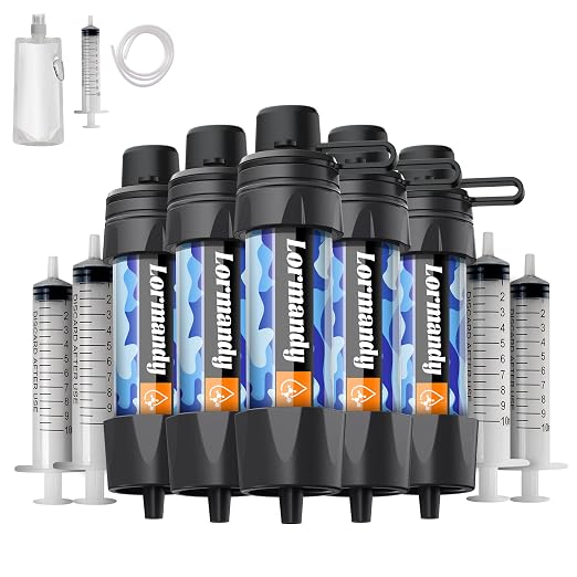 Straw Water Filter 5 Pack – Outdoor Camping & Hiking Survival Gear Kit