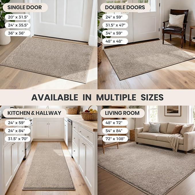 PURRUGS Easy Care Area Rug 6ft x 9ft, Non-Slip Washable Entryway Rug, Stain