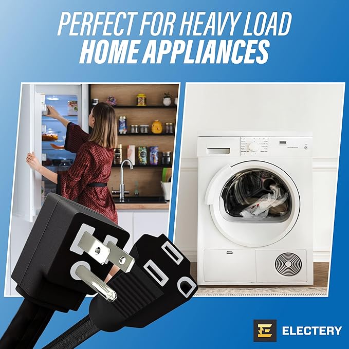6 ft Heavy Duty Appliance Extension Cord, 14 AWG, 15A 125V 1875W, 3 Prong Flat Plug, ETL Listed, Short Power Extension Cable for Air Conditioner, Refrigerator, Microwave, Indoor Use, Black