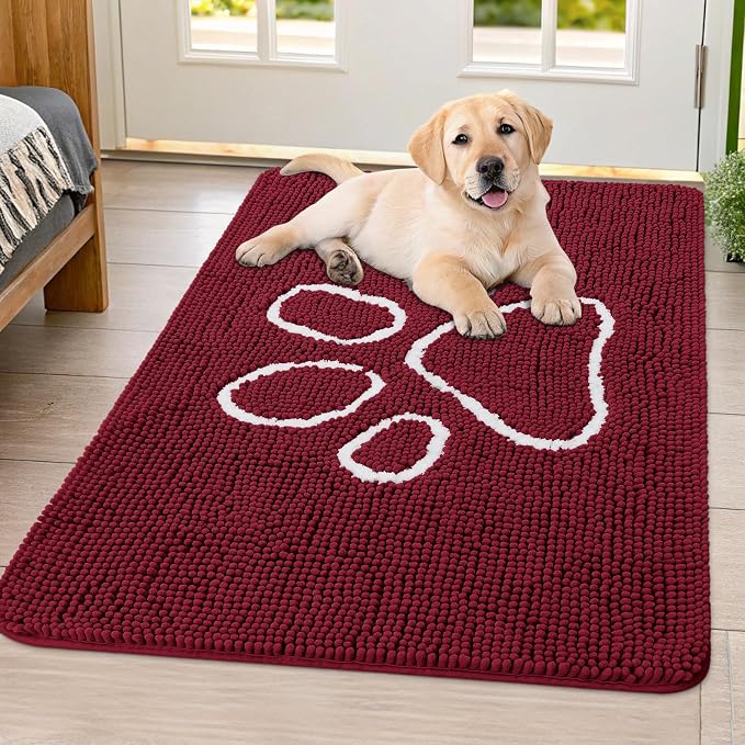 Smiry Dog Door Mat for Muddy Paws, Absorbent Dirt Trapper Non Slip Quick Dry