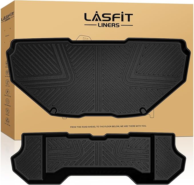 LASFIT Front Trunk Mats for Rivian R1T & Rivian R1S 2024 2023 2022, All Weather Frunk Mats TPE Front & Rear Cargo Liner Custom Fit R1T & R1S Cargo Mat Black, Tasteless, Durable and Easy to Clean