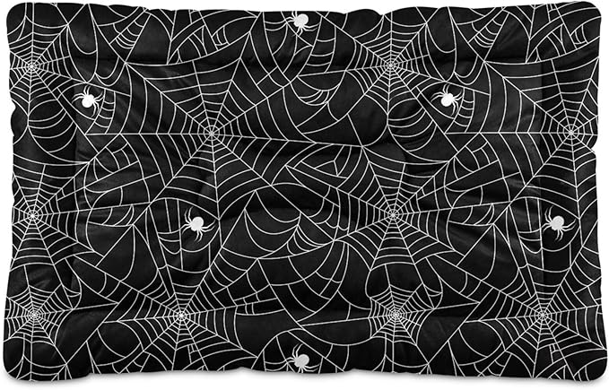 Halloween Spider Web Pet Bed Cute Dog Bed Mat Absorbing Non Slip Pad Pet Sleeping Mat for Small, Medium, and Large Dogs Puppy Cat 24 in x 18 in