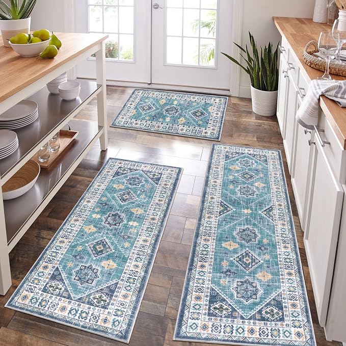 HEBE Boho Kitchen Rug Sets 3 Piece