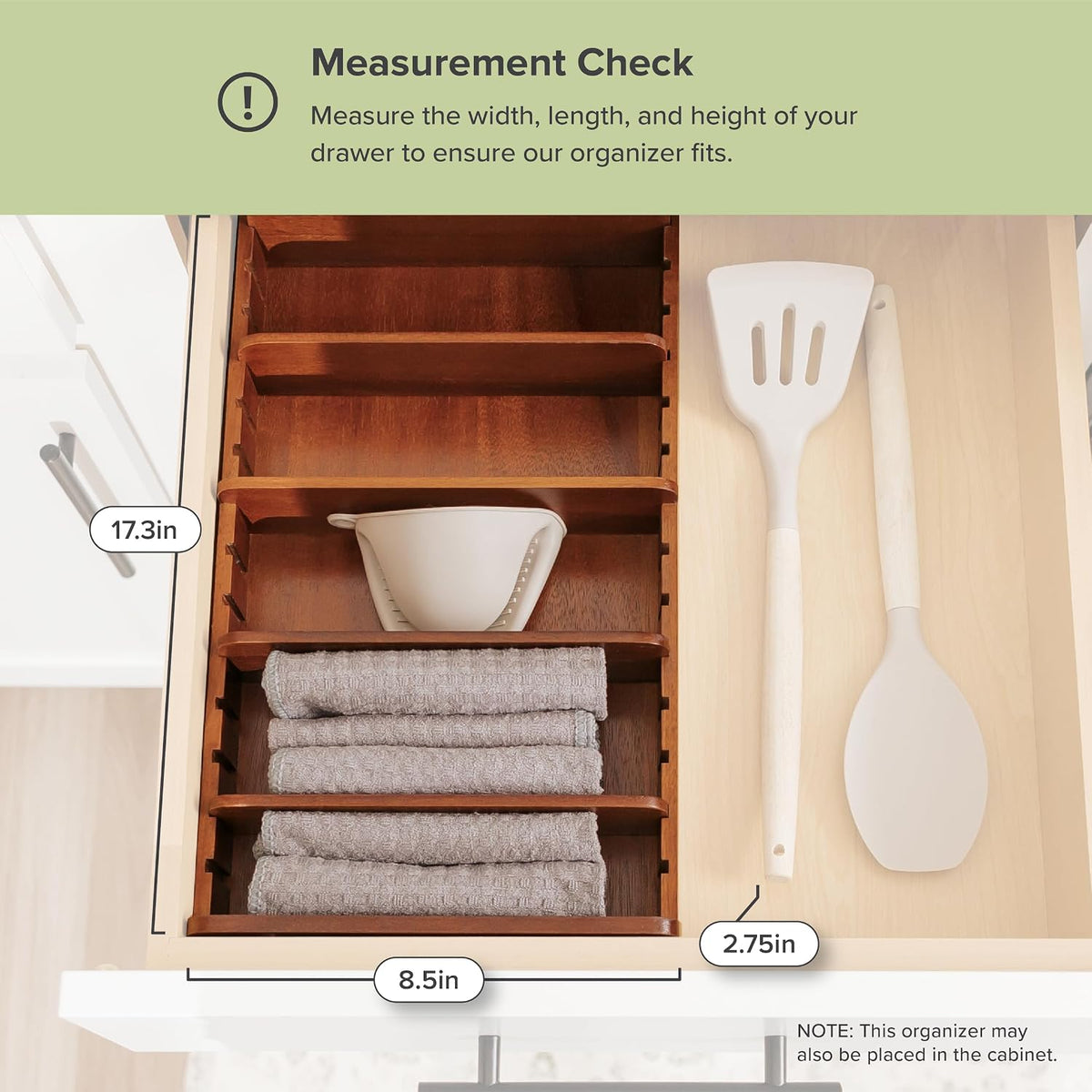 KitchenEdge Kitchen Towel & Storage Organizer, Acacia
