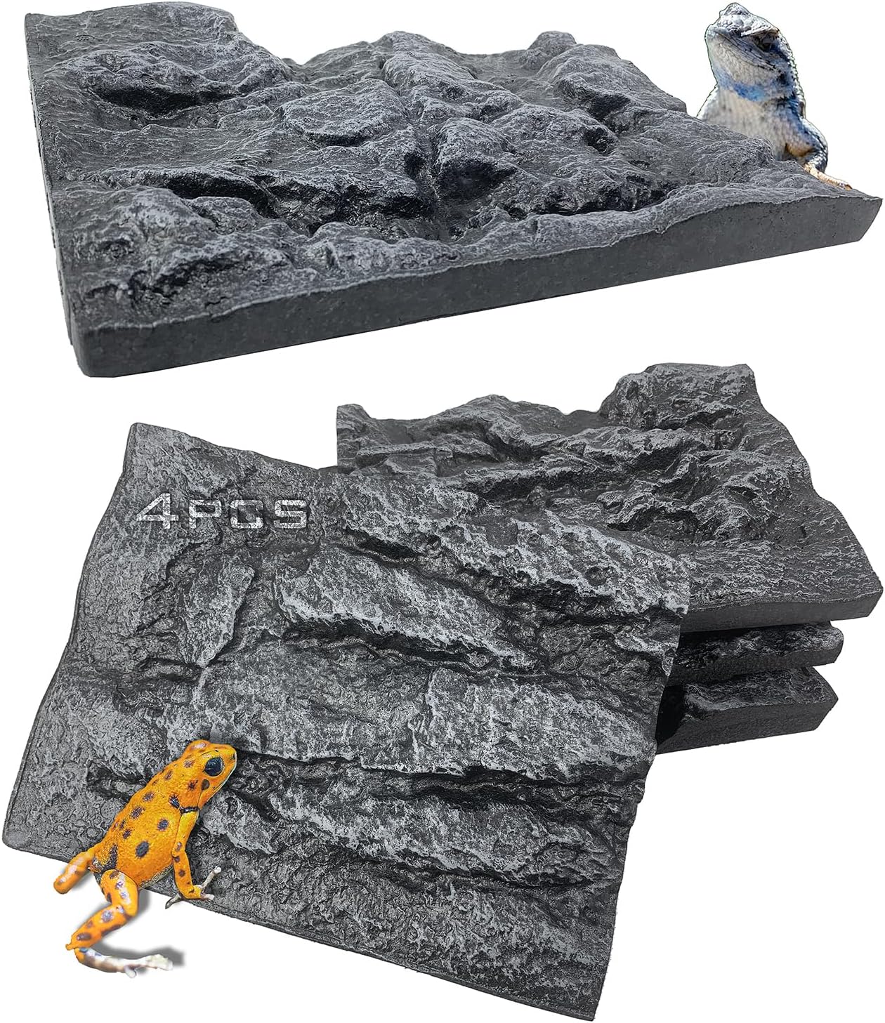 4pcs Rock Terrarium Background,3D Reptile Tank Background Board,Amphibian Stereo Backdrop Wall,Lizard Snake Gecko Spider Chameleon Turtle Fish pet silo Background Decorative Panel