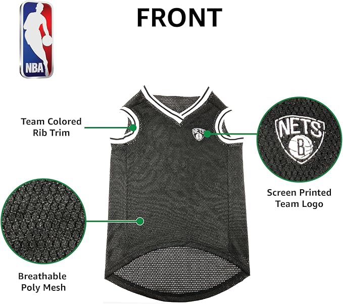 NBA PET Jersey Brooklyn NETS Basketball Dog Jersey, X-Large. Best Licensed Basketball Jersey for The Real Four-Legged Fan!