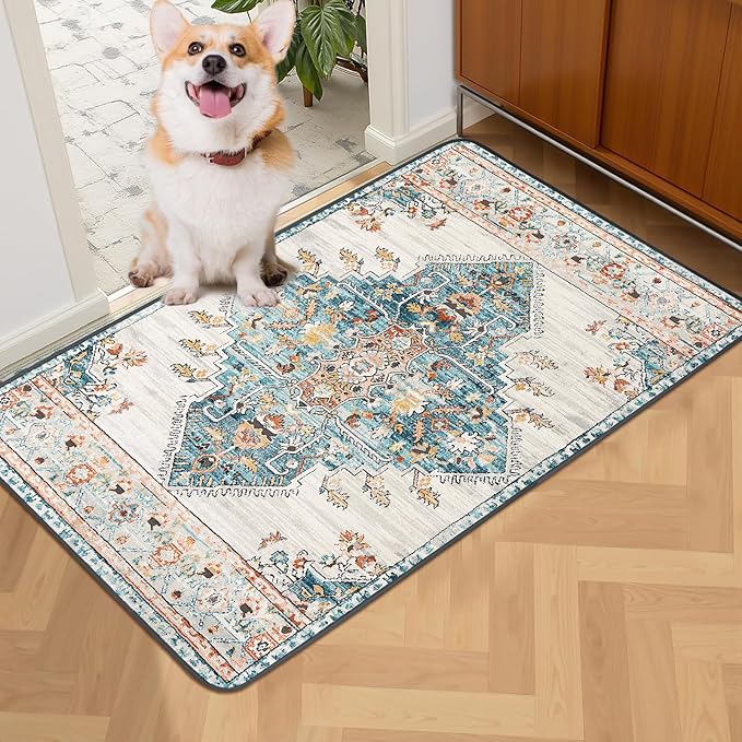 Washable Pee Pad for Dogs, 32" x 24" Reusable Puppy Pads Waterproof Dog Rugs, Super Absorbent, Leakproof, Dog Crate Pad, Playpen Mat, Whelping Pads, Blue Medallion