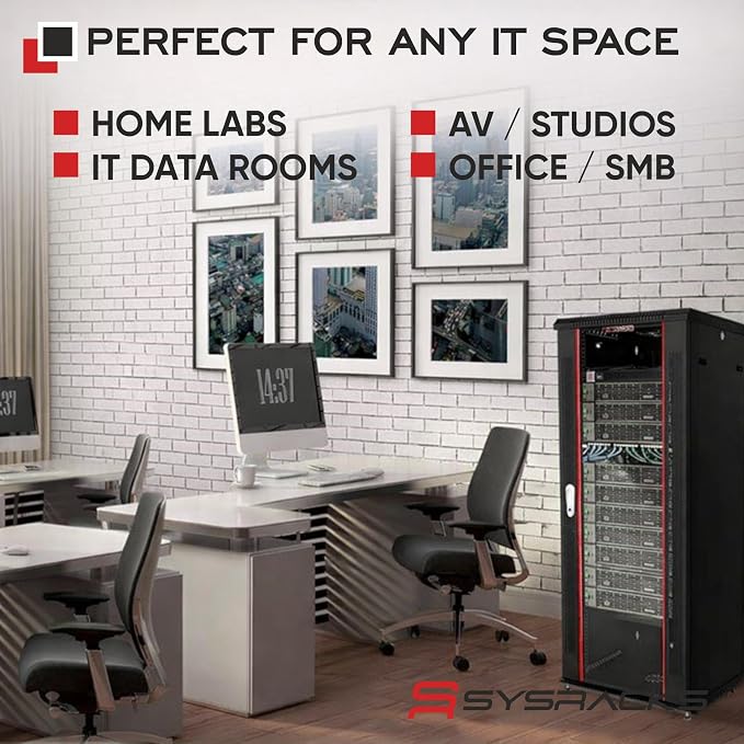 Sysracks 22U Wall Mount Server Rack Cabinet, 19” Locking Network Rack, 24” Deep