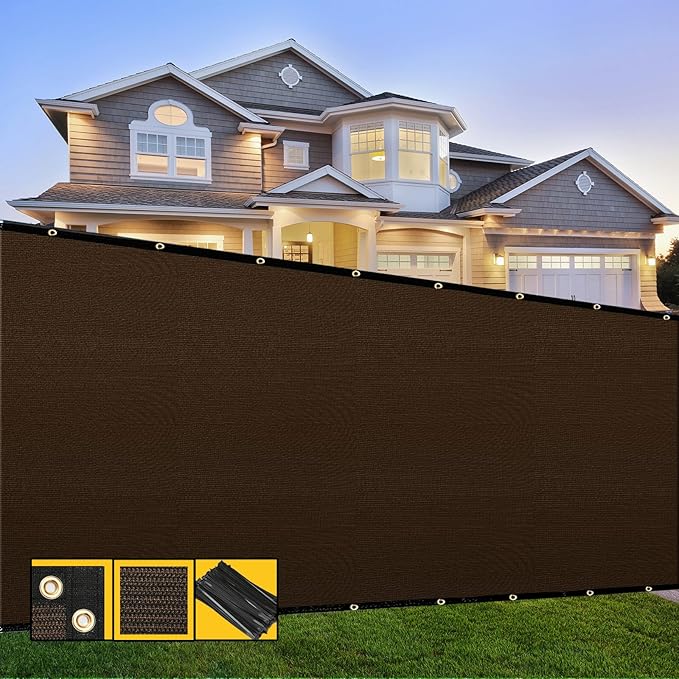 Customized 4' x 160' Brown Fence Privacy Screen,with Bindings & Grommets,Heavy Duty for Gardens Backyard Patio Tennis Court Pool Construction Project Outdoor Events,We Make Custom Sizes