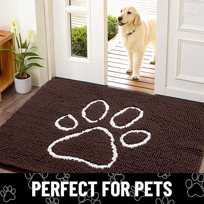 Smiry Dog Door Mat for Muddy Paws, Absorbent Dirt Trapper Non Slip Quick Dry