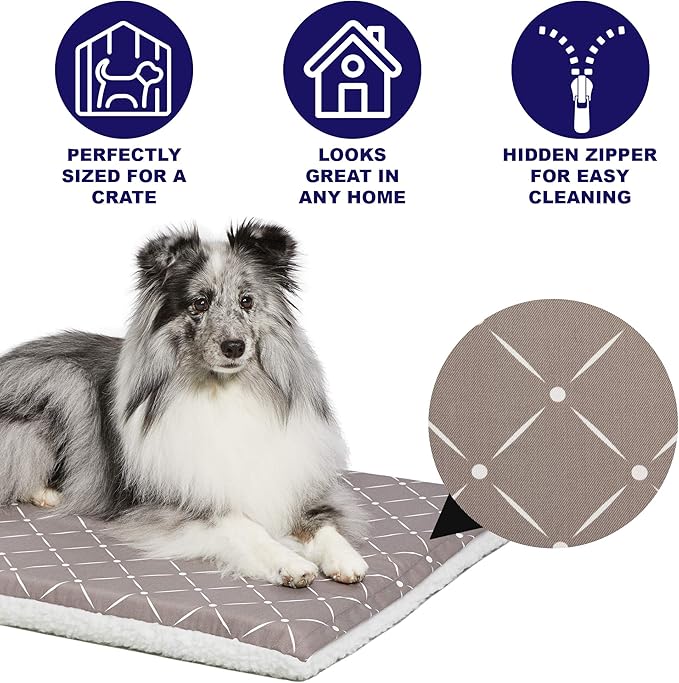 MidWest Homes for Pets Quiet Time Couture Paxton Pet Bed Mushroom/Fleece with Pillow Cover, Mushroom, Mushroom Diamond Pattern (40742-MRD)