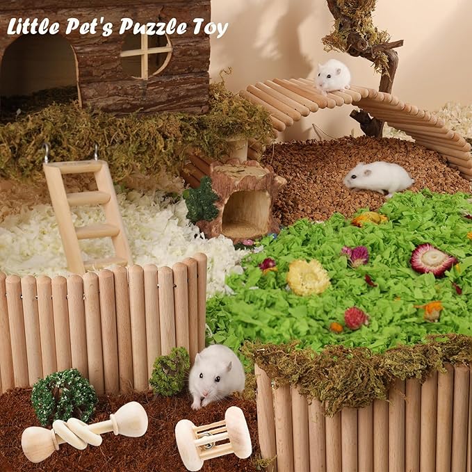 KABASI 3 PCS Wooden Bunny Toys, Safe Rabbit Guinea Pigs Bite-Resistant Natural Wooden Chew Teeth Grinding Toys for Chinchillas Hamsters Small Animals Rat Playing Indoor Outdoor