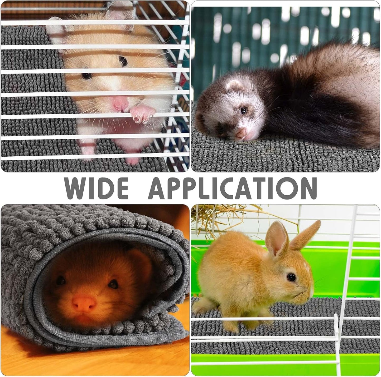 Amylove 4 Pcs Guinea Pig Cage Liner Guinea Pig Bedding Washable Fleece Pee Pads Reusable Small Animals Training Mat Small Animal Sleeping Bed for Bunny Hamster(Dark Gray,14 x 28 Inch)