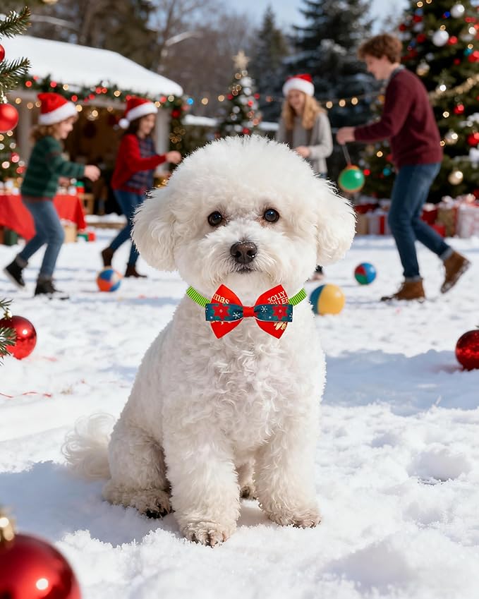 PET SHOW 50pcs Pack Bulk Christmas Small Dogs Bow Ties Collar Costume Cute Cats Adjustable Bowties Neckties Xmas Pet Grooming Accessories Assorted Randomly