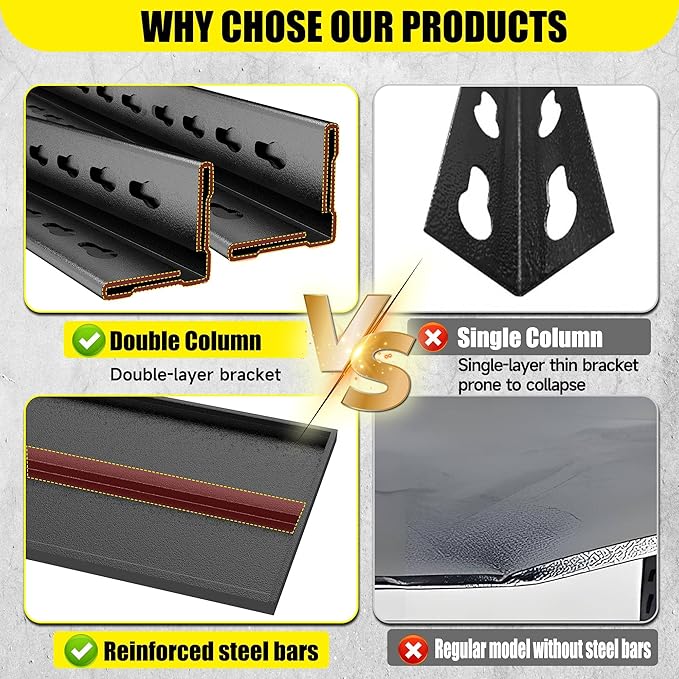 78'' Garage Storage Shelves, Metal 5Tier Shelving Unit, Adjustable, Double-Layer Column with Reinforced Ribs, Heavy-Duty, Capable of Bearing 3000 lbs, Suitable for Plant, Warehouse, Kitchen Storage