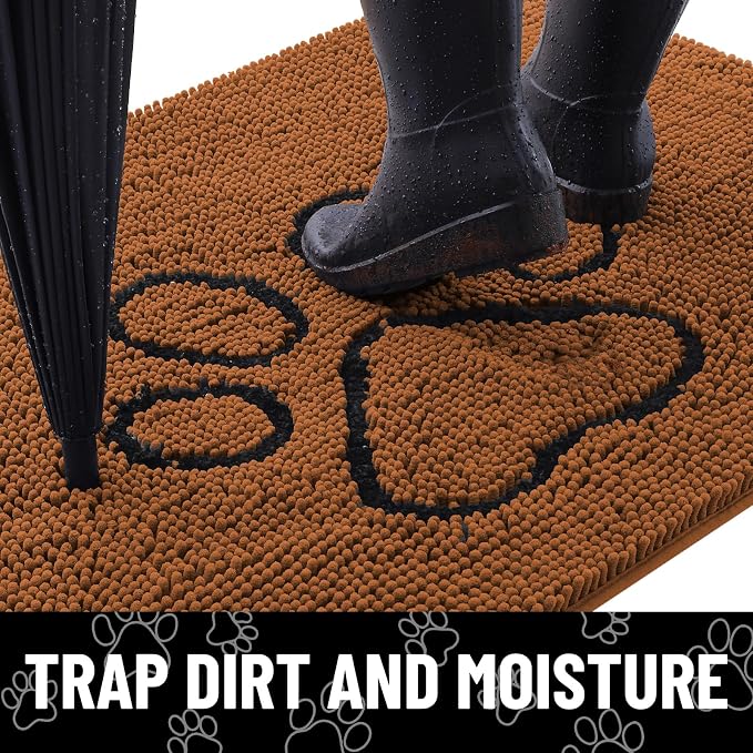 Smiry Dog Door Mat for Muddy Paws, Absorbent Dirt Trapper Non Slip Quick Dry
