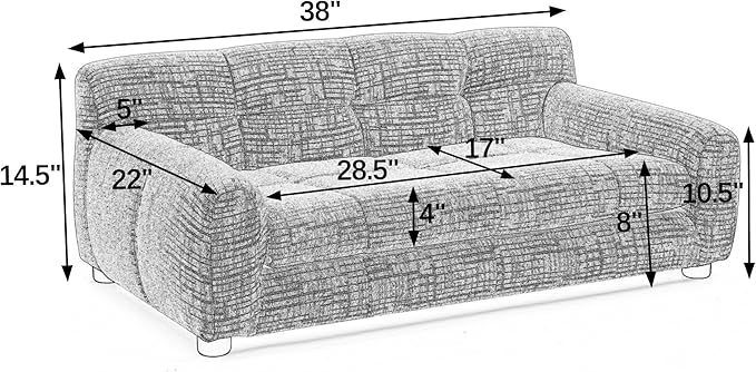 38" Dog Couch Bed for Large with Backrest and Armrest, Modern Pet Bed Comfortable Dog Couch for Medium and Large Dogs, Linen Fabric (Beige)