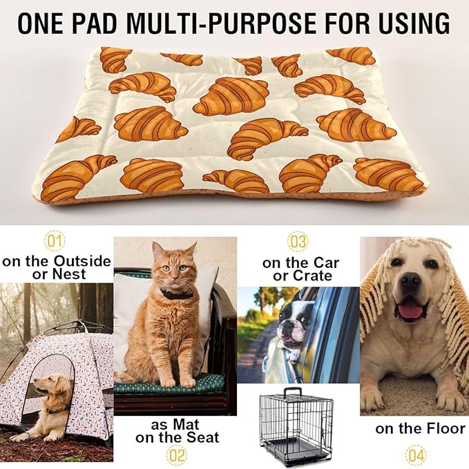 Pet Bed Crunchy Croissants Dog Bed Mat Absorbing Non Slip Pad Pet Sleeping Mat for Small, Medium, and Large Dogs Puppy Cat 36 in x 24 in