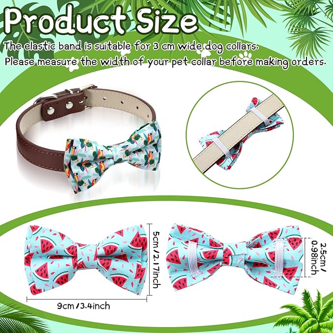 Hillban 50 Pcs Summer Collar Bow Ties for Dogs Hawaiian Dogs Collar Accessories for Pets Bow Ties Attachment with Elastic Bands Detachable Charms for Doggie Summer Hawaiian Costume