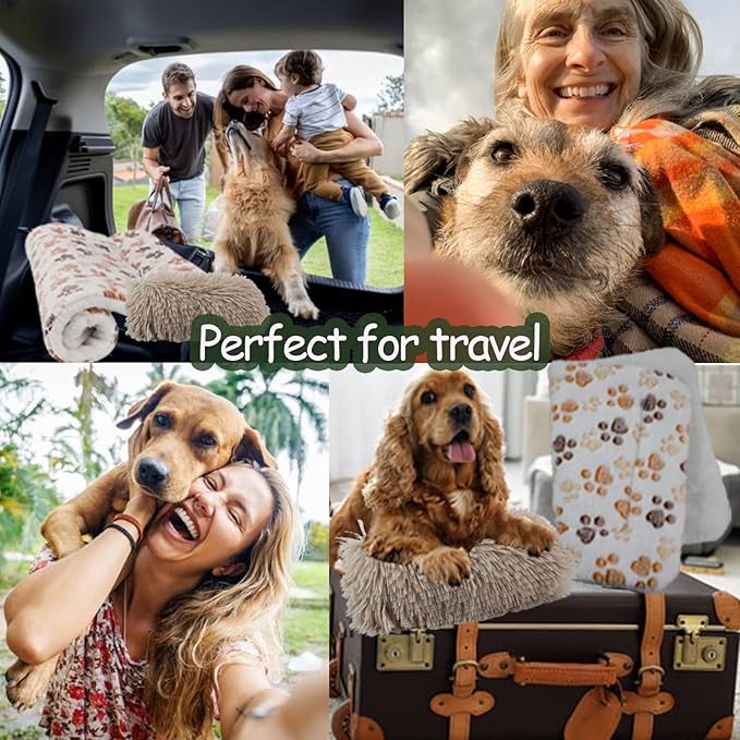 Crate Mat With Pillow, Warm Kennel Liner Blanket Plush Bed for Large Dogs, Mattress for Pet Dreams 35x26 Inches