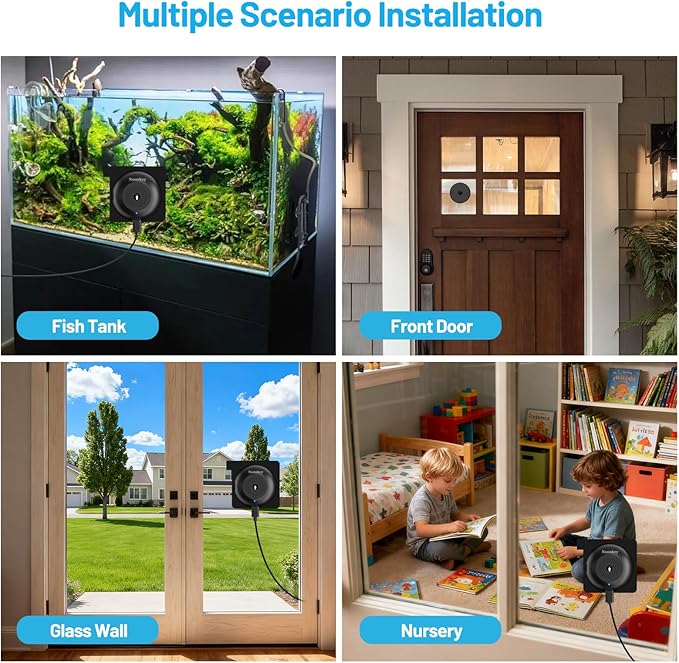 3MP 2K Pet Camera for Aquarium, Reptile & Bird Feeder, No Drill Window Security Camera, 5GHz/2.4GHz WiFi, Color Night Vision, 24/7 Recording, Human Detection & Alarm, 2-Way Audio, Work w/Alexa