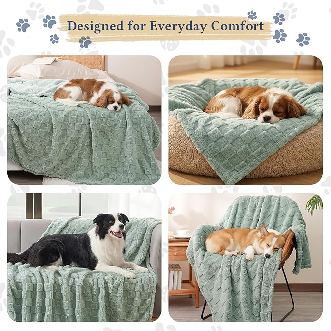 David's Home Large Dog Blankets Washable Pet Bed Cover, Soft Fluffy Fuzzy Cat Puppy Blanket with Premium 300GSM Fleece for Pet Kitten Doggy, Aqua Gray, 50x60IN