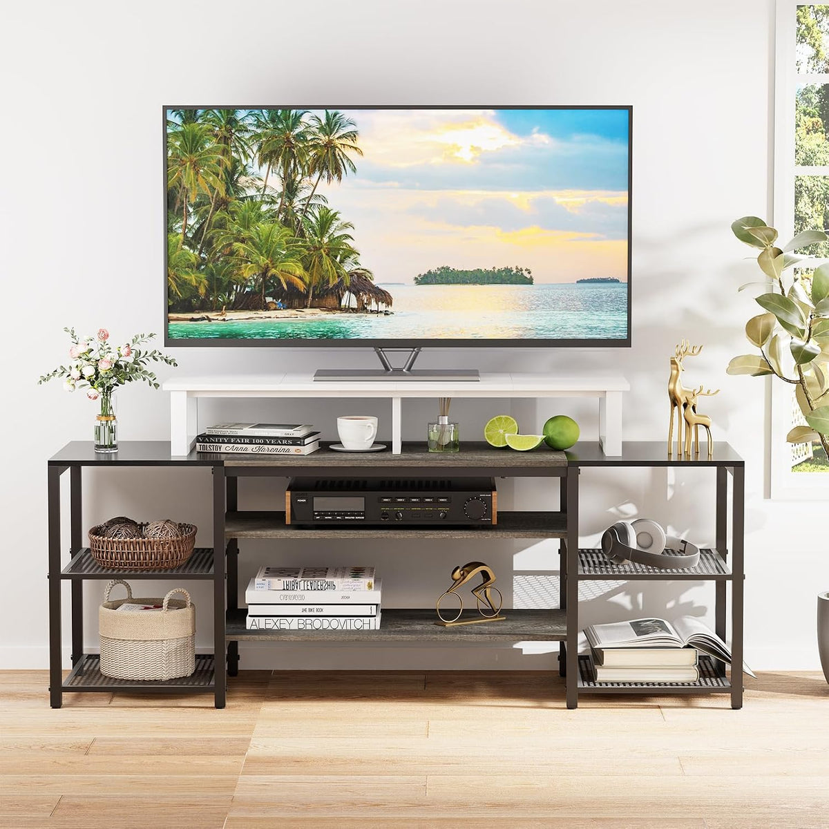 aboxoo 45" TV Riser for 32-60 inch TV, TV Shelf with Steel Legs