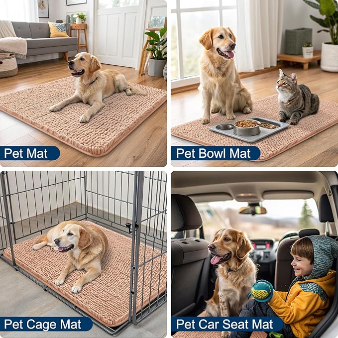 Smiry Dog Door Mat for Muddy Paws 24x16, Absorbent Dirt Trapper, Non-Slip
