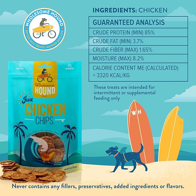 Chicken Chips – Single Ingredient Dog Treats, All Natural & Healthy Training Snacks for Small, Medium & Large Breeds, Puppies – High Protein, Made in US 16oz