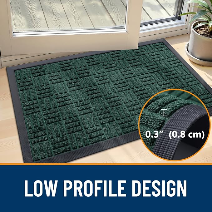 OLANLY Front Door Mat Outside Entrance 59x34, Heavy Duty Sturdy Natural Rubber