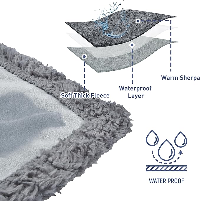 Waterproof Dog Blanket,Pet Pee Proof Couch Cover for Bed Sofa Car Seat,Reversible Furniture Protector Sherpa Throws Cushion Mat for Small Medium Large Dogs Puppy Cat 60"x50"