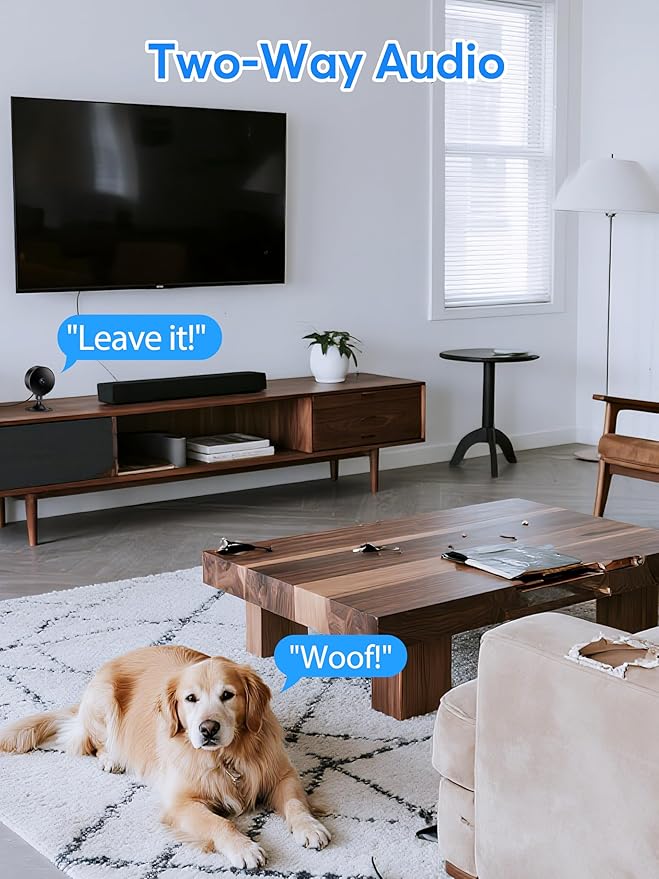 Indoor Security Camera 2K 3MP, Motion & Sound Detection, Real-Time Alerts, Two-Way Audio, Works with Alexa & Google Assistant, Home Security Camera with 256GB SD & Cloud Storage, Black, 2.4GHz