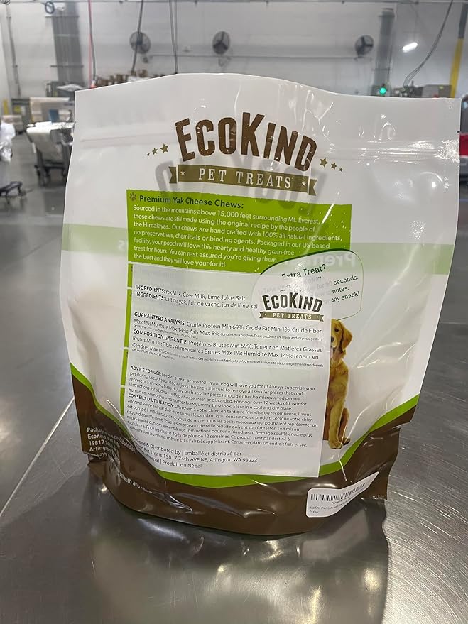 EcoKind Premium Gold Yak Cheese Himalayan Dog Chews, Dog Treats Large Breed, All Natural, High Protein, for Aggressive Chewers, Large - 8+ Chews (2 lb)