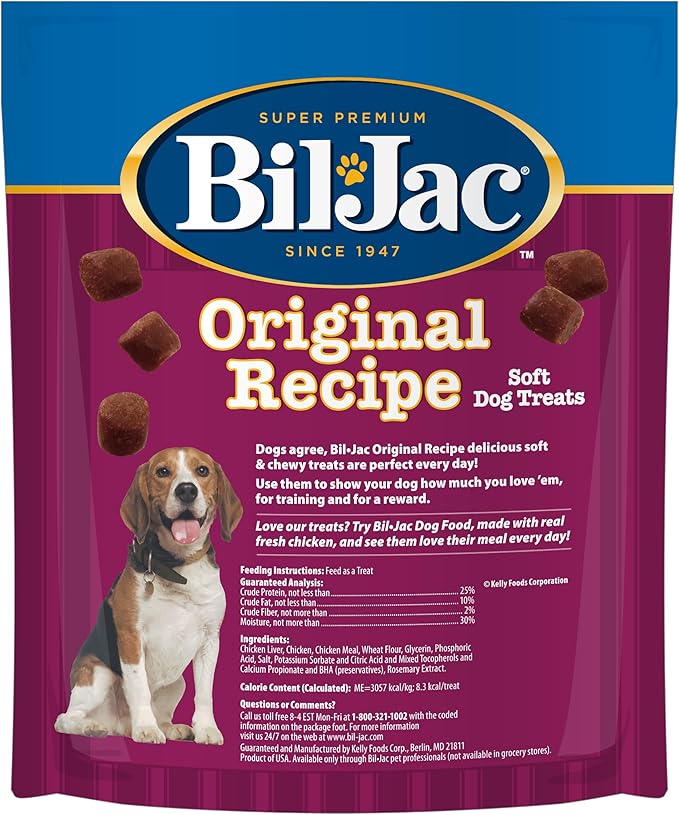 Bil-Jac Original Recipe Soft Training Dog Treats, Chicken Liver Flavor, Made with Real Chicken Liver, Resealable Double Zipper Pouch, 20oz (3-Pack)