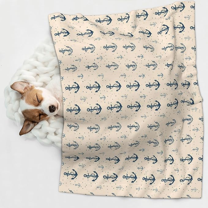 Waterproof Dog Blanket Soft Pet Blanket for Puppy Cat, Fleece Cat Throw Blankets for Furniture Bed Couch Sofa Reversible - Anchors