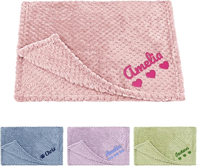 Personalized Dog Blanket with Pet Name, Custom Dog Blanket, Personalized Embroidered Flannel Puppy Blanket, Customized Cat Bed Blankets with Pattern, Pet Cat Dog Gifts for Christmas