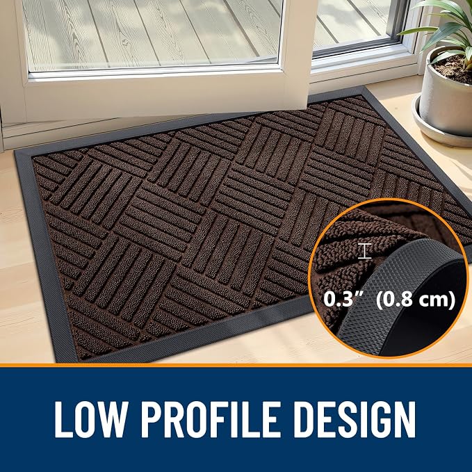 OLANLY Front Door Mat Outside Entrance 71x23, Heavy Duty Sturdy Natural Rubber
